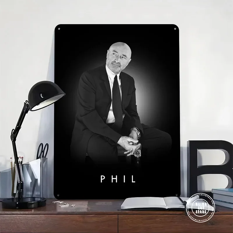 Phil Collins 3D Texture Metal Poster Customized Wall Art Tin Sign Gift for Mancave Room Decorating Interior Decoration Gaming