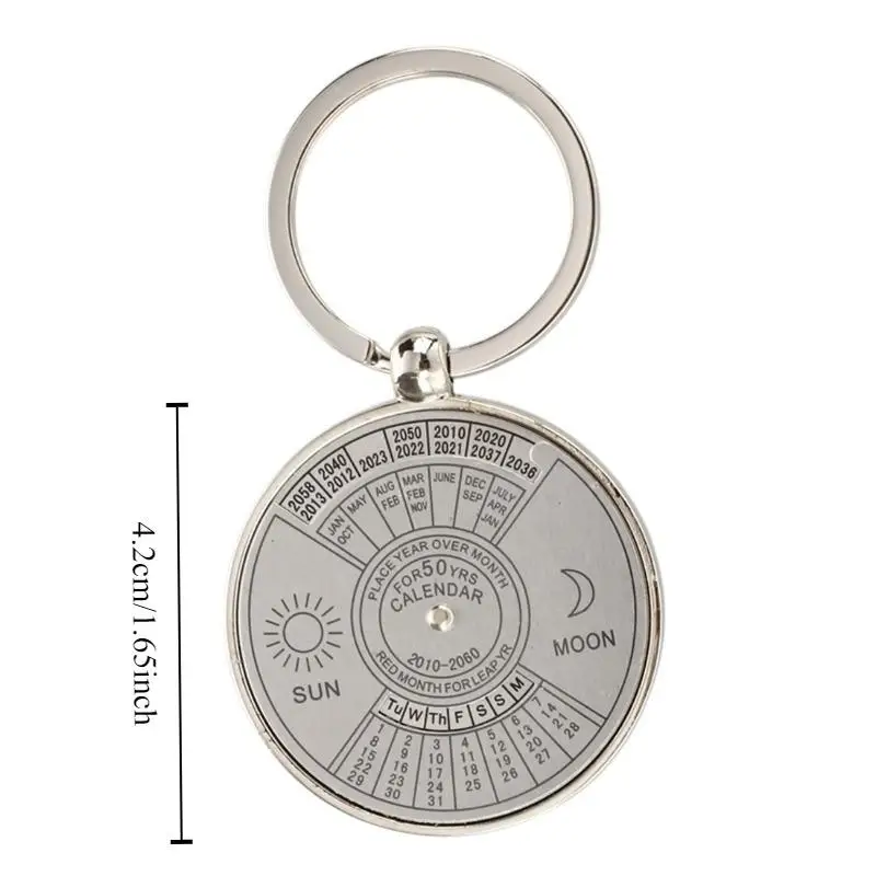 1pc Unique Alloy Key Chain Ring Compass Perpetual Calendar Creative Keyring Keychain