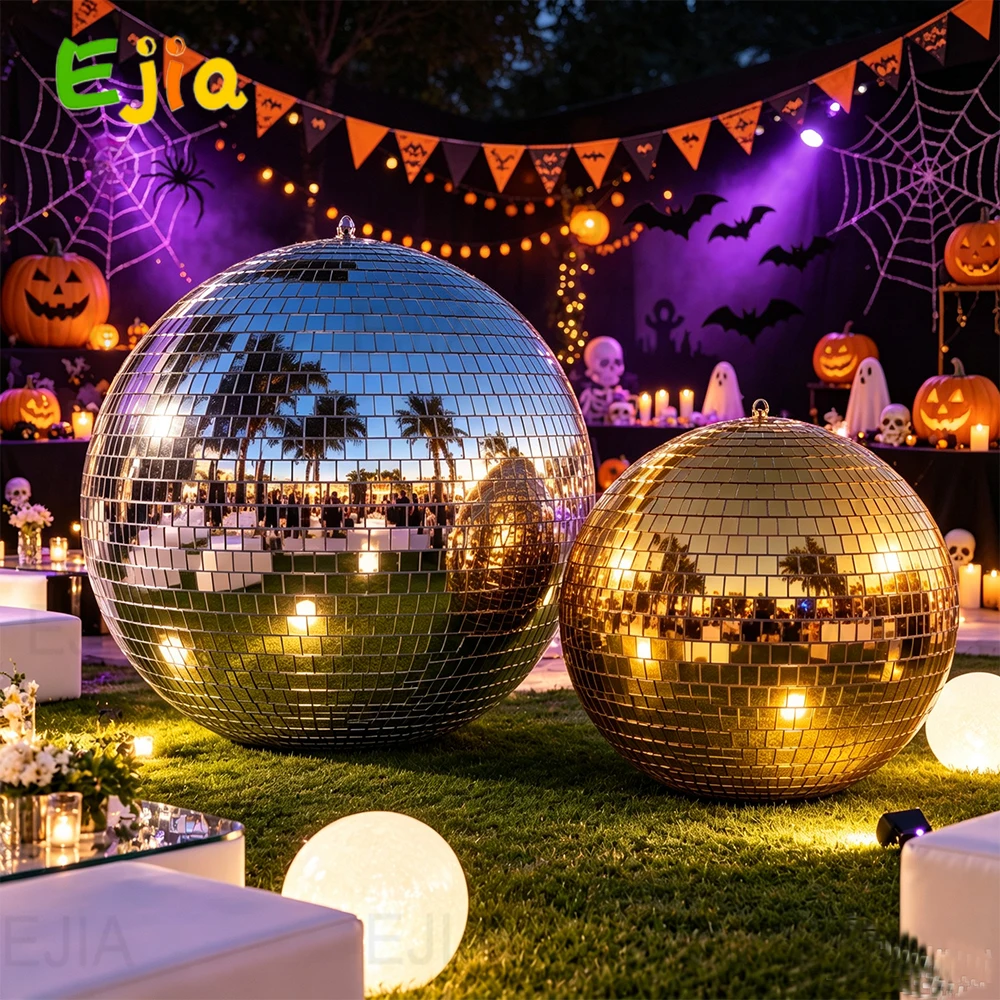 Giant Inflatable Disco Mirror Ball Set (5PC, 0.8-1m) Reflective Hanging Balloon for Halloween Christmas Wedding Party Decoration