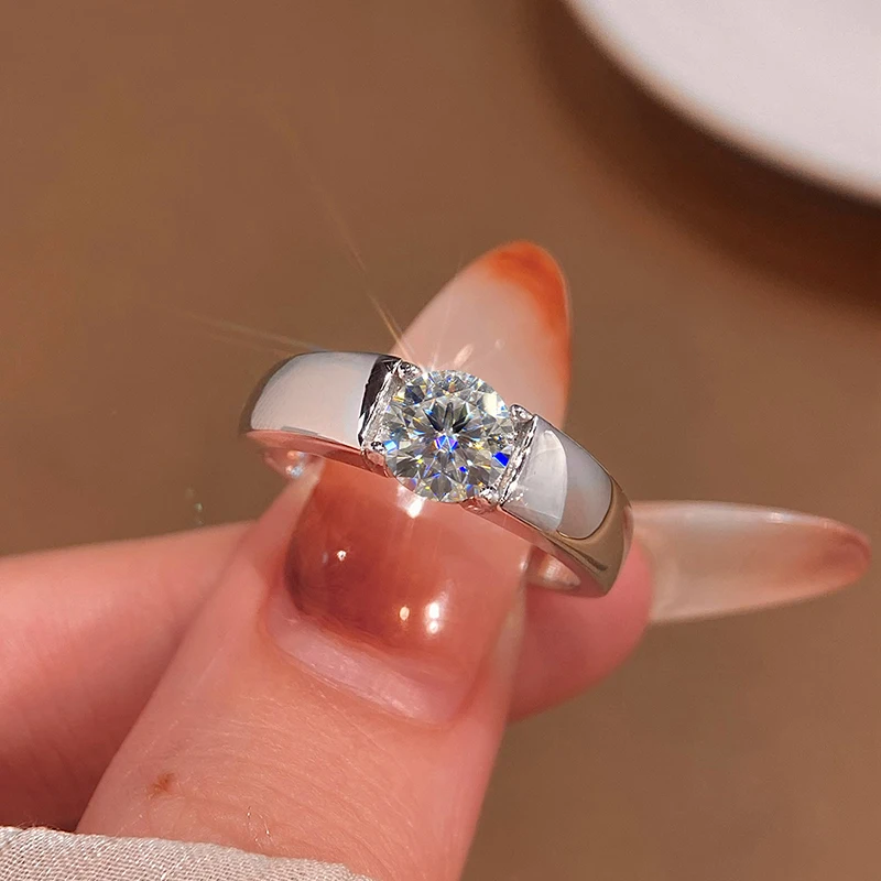 

KNB лаконичные 2CT D цветные сертифицированные обручальные кольца с муассанитом и бриллиантами для мужчин, настоящее серебро 925 пробы, роскошные ювелирные изделия высшего качества