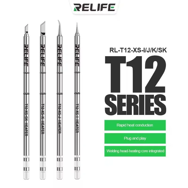 4PCS/Set RELIFE RL-T12-XS-I/J/K/SK Soldering Iron Tips For T12 Series Soldering Station Heating Core Part for Electronic Repair