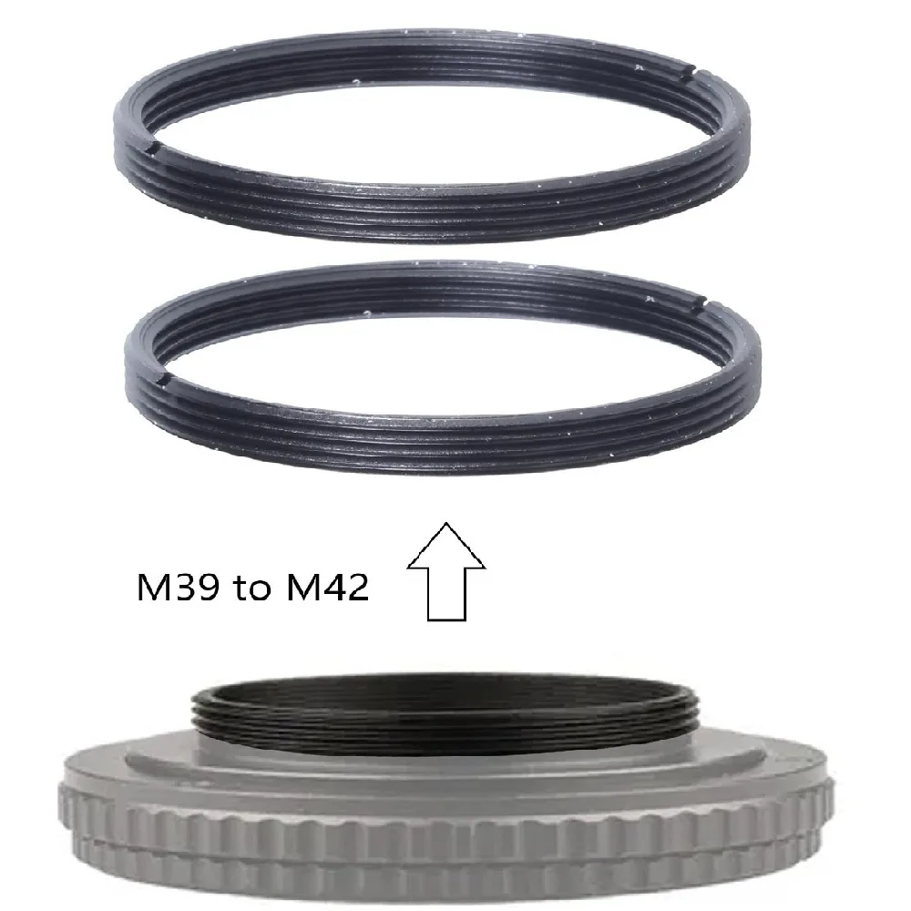2PCS M39 to M42 Screw Lens Mount Adapter Step Up Ring M39 Lens to M42 39Mm to 42Mm Adapter Ring Black Attractive Design