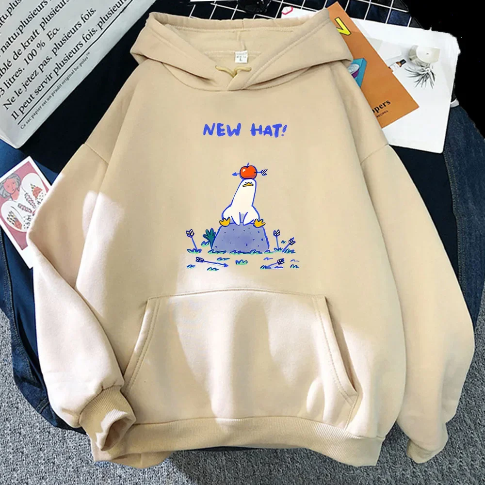 New Hat Graphic Hoodie I'm Sick of Everything Sweatshirt Women Kawaii Clothes Cute Duck Top Anime Casual Winter Fleece Coats Men