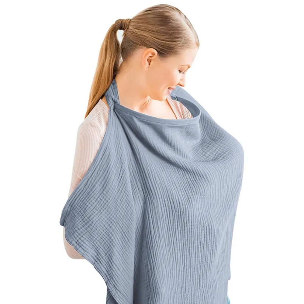 

Breathable Cotton Breastfeeding Towel With Pockets Adjustable Strap Breastfeeding Shawl Soft Fabric Nursing Cloak