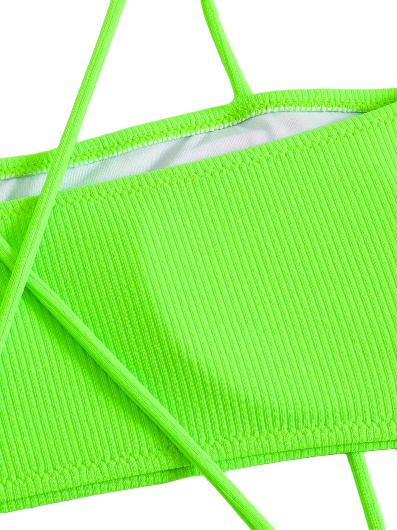Conjunto de Bikini Sexy de estilo bohemio para mujer, traje de baño de tela acanalada y diseño de tirantes vanguardos, traje de baño liso de una pieza para playa