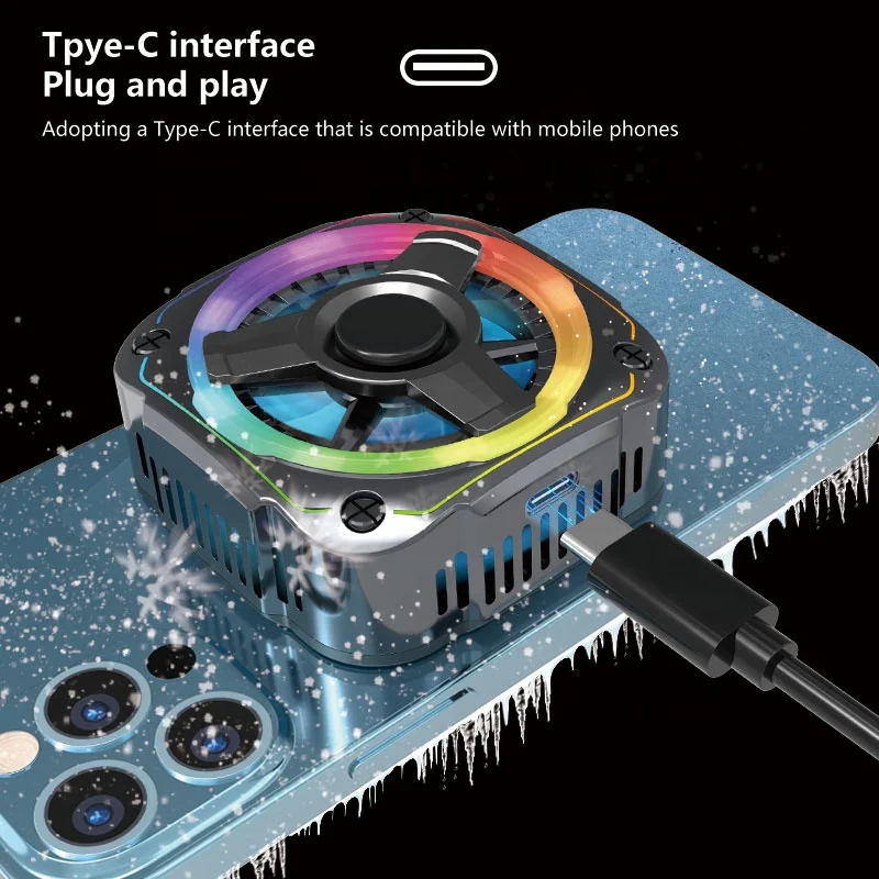 New RGB Ambient Lamp Phone Magnetic Cooling Fan Phone Semiconductor Cooler Wireless Charger Fast Charger Gaming Phone Radiator