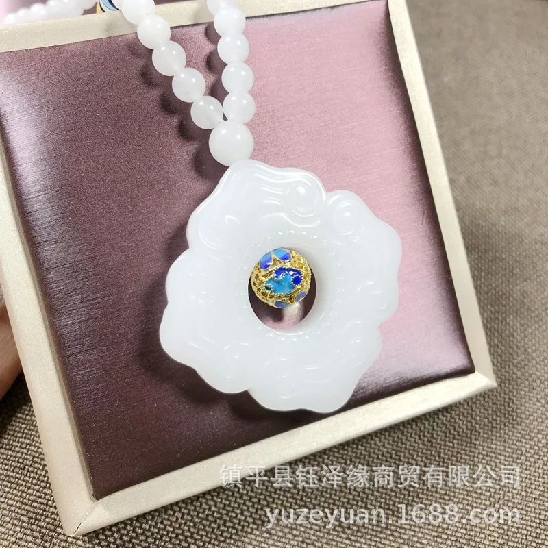 

Золотой шелковый белый нефритовый свитер Ruyi с цепочкой Cloisonome, аксессуар, ожерелье