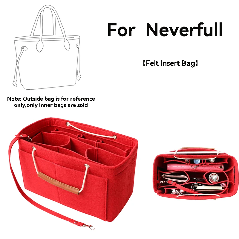 

EverToner Cosmetic Bag Felt Cloth Handbag Organizer Insert Bag for Speedy Neverfull Travel Inner Portable Make Up Organizer