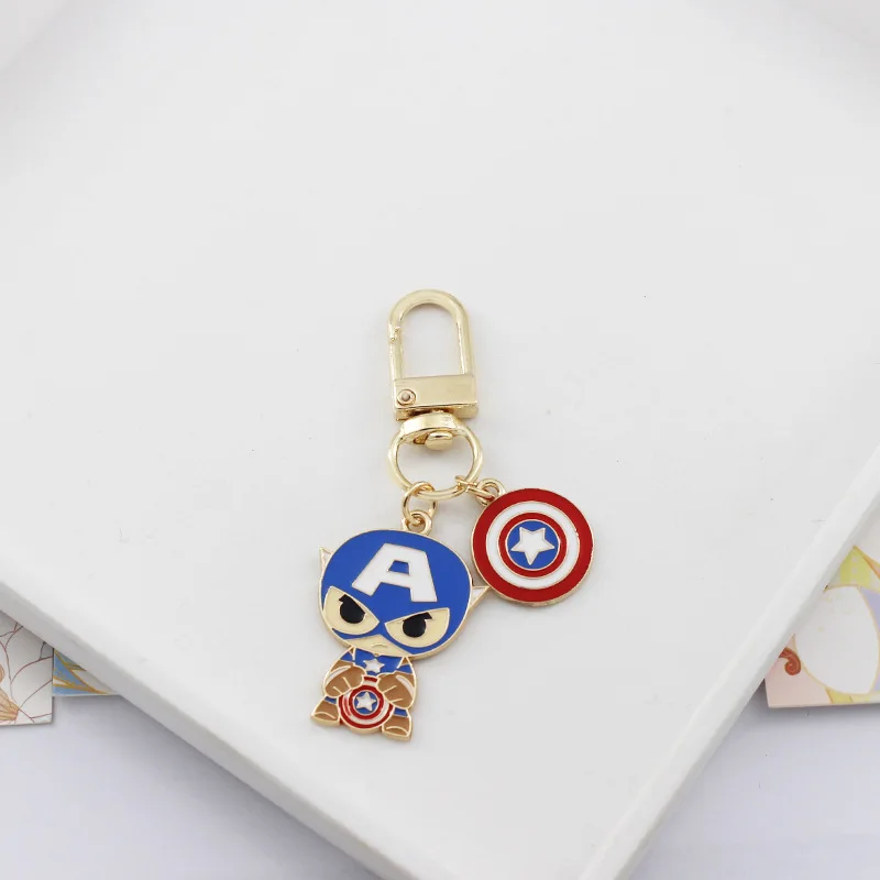 Disney Iron Man Keychain Action Anime Figure Spider-Man Thor Captain America Keychain Cartoon Car Backpack Pendant Ornament Gift