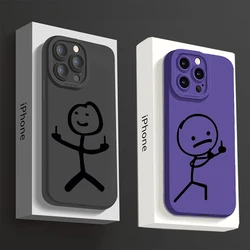 Cartoon Matchman Soft Silicone Phone Case For iPhone 17 16 15 Pro Max Air 14 13 12 11 Pro Max 7 8 15 Plus Shockproof Matte Cover
