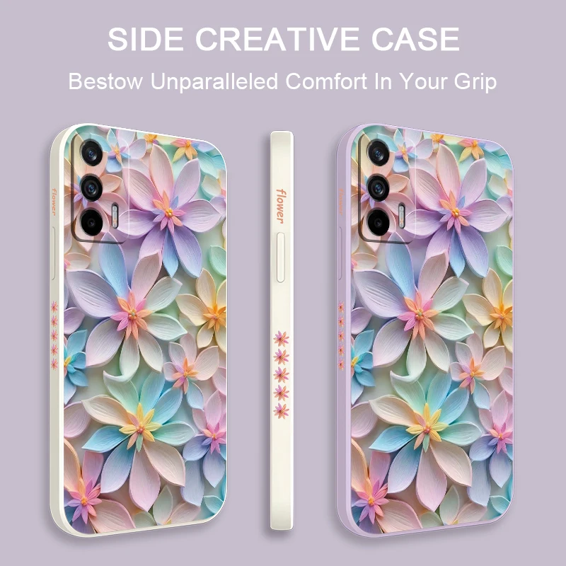 Blooming Color Flowers Case For OPPO Realme GT NEO2 Master GT2 XT X2 Q5 Q3I V5 V13 U1 Pro Shockproof Soft Silicone Phone Cover