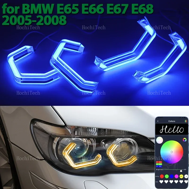 

M4 Style RGB Ring Angel Eyes Phone APP control remote LED Headlight Rings for BMW 7 series E65 E66 E67 E68 Alpina B7 2001-2008