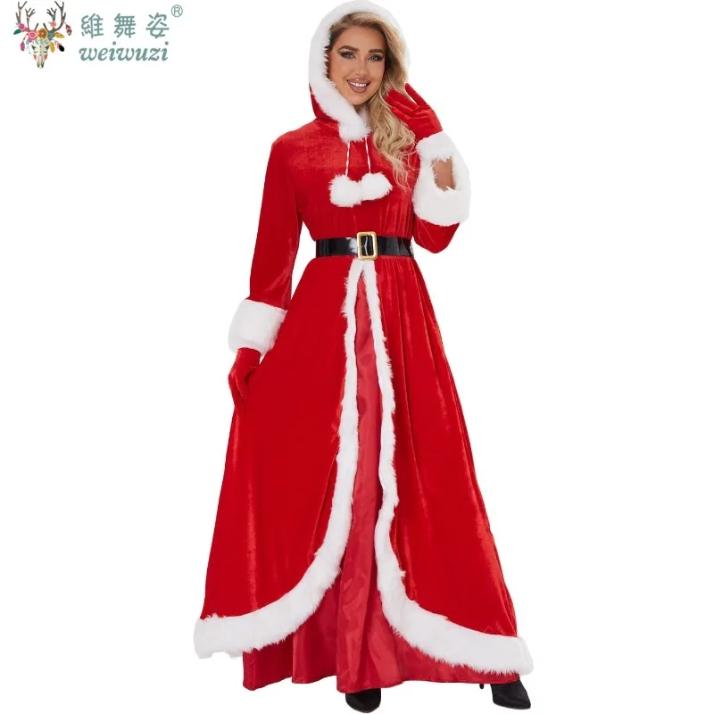

Рождественская одежда Санта Клаус Ролевые костюмы роскошный ретро - бархат красное платье с шляпой вечеринка карнавал новогодний костюм идеальный повтор классический образ Санта - Клауса бархатный материал роскошная те