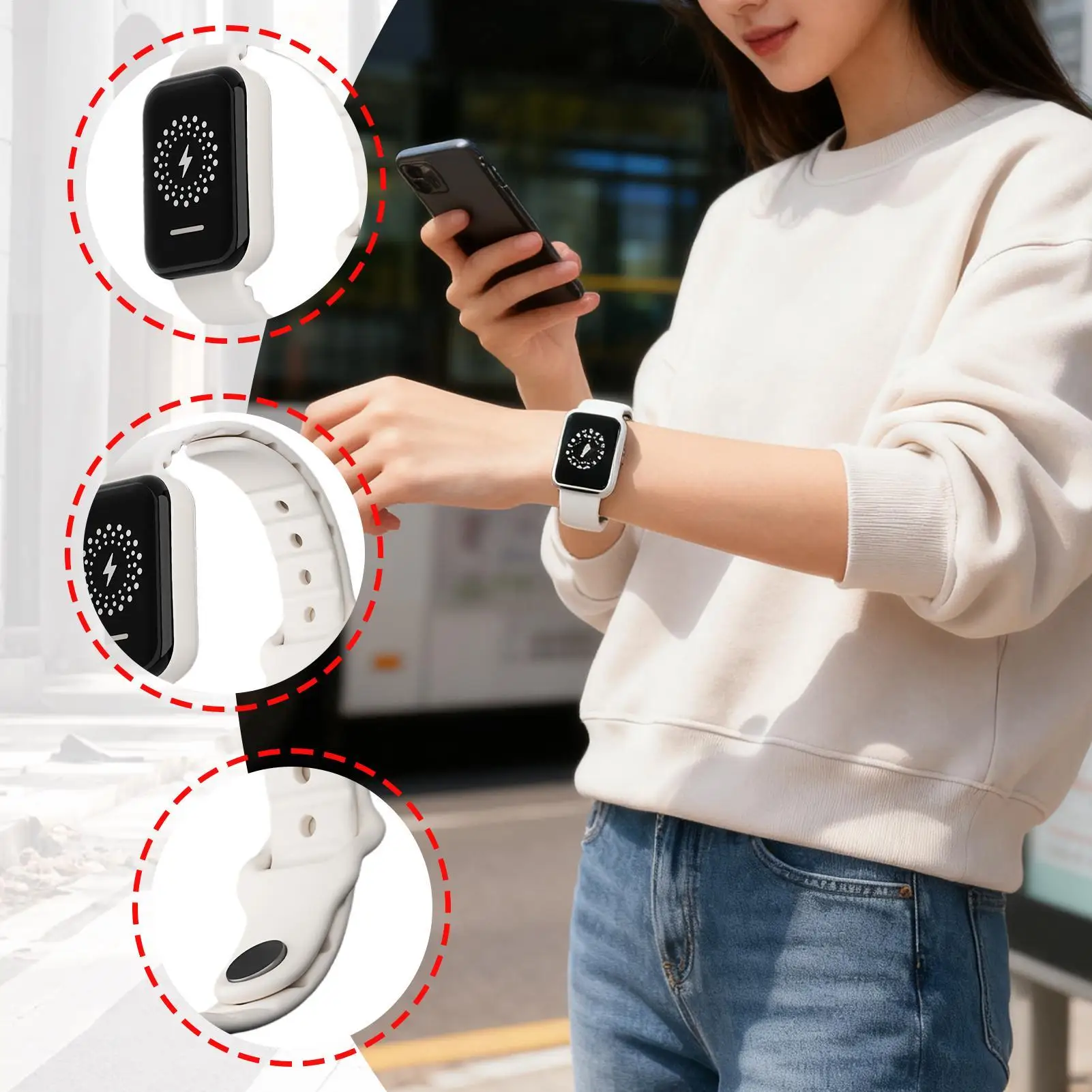 سوار الصدمات سيليكون قابل للتعديل القضاء على الجسم حزام المعصم الكهرباء الساكنة للرجال والنساء والأولاد والبنات والشباب والمراهقين والزوج #2