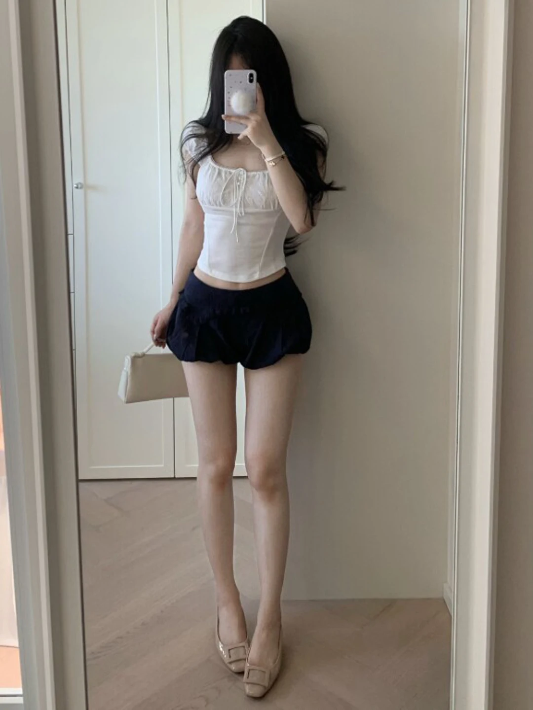 

Elegant Slim Fit Short Sleeve T-Shirt Women's Fashionable Summer Top Quality Cotton French Style Printed U-Neck Regular Length