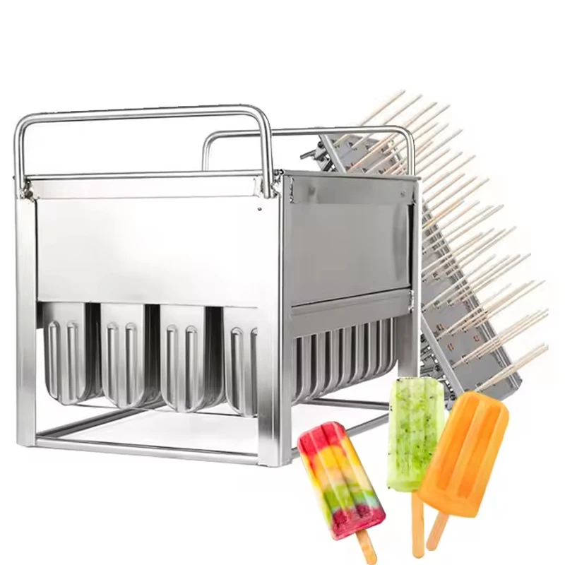 Stainless Steel Popsicle Model Kitchen Tool with Cube Tray for Homemade and Commercial Ice Cream Makers