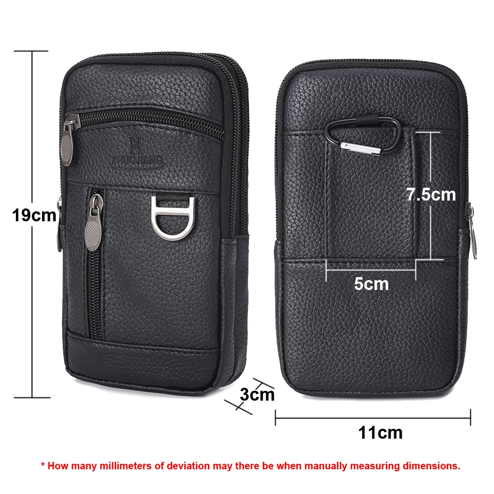 Men Waist Bag Mobile Phone Bag Outdoor PU Leather Wearable Belt Sports Waterproof Small Hanging Bag Business Leisure Coin Purse - Image 2