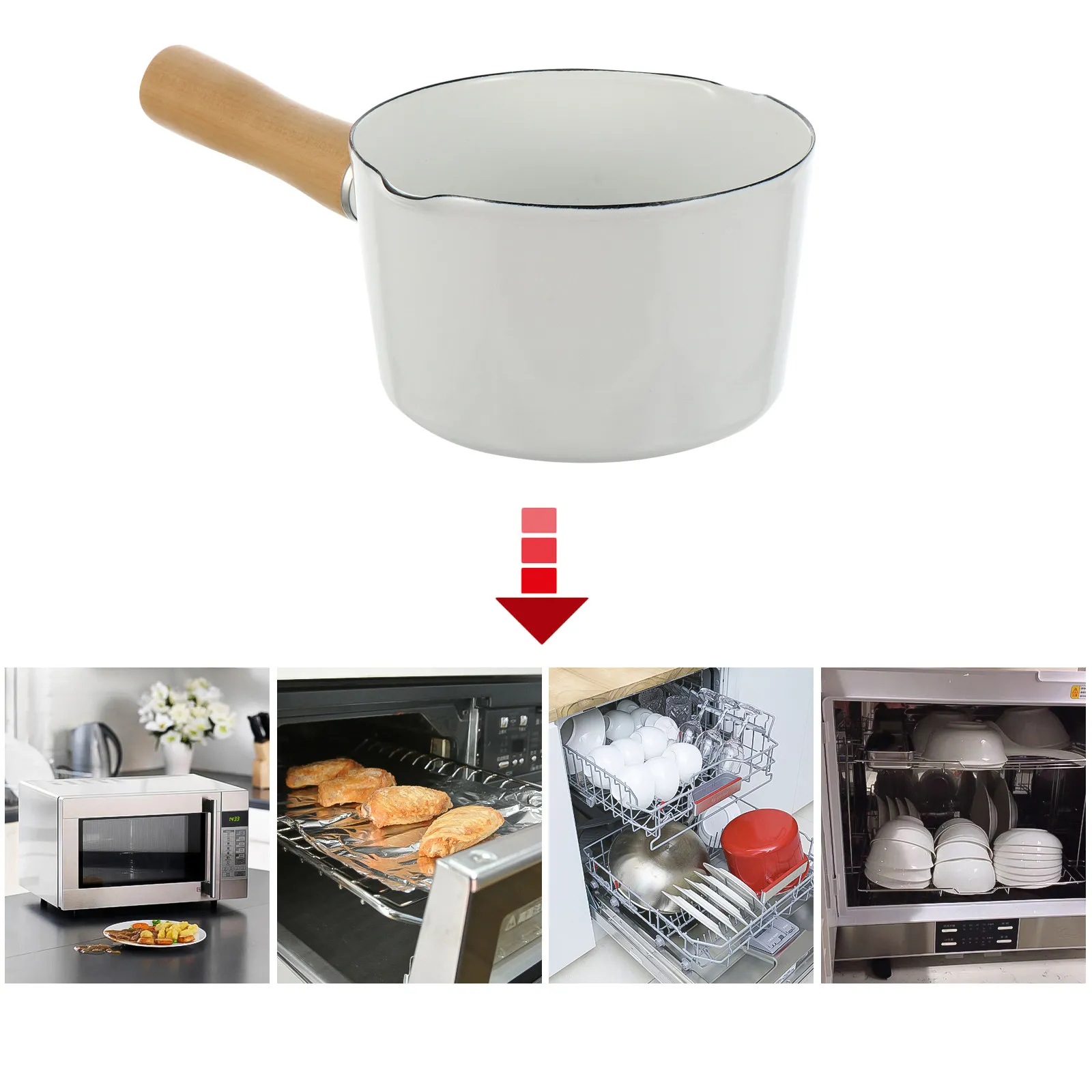 

Мини-эмалированная кастрюля-молочник: эффективная посуда для приготовления супов, лапши и разогрева еды, антипригарная кухонная утварь