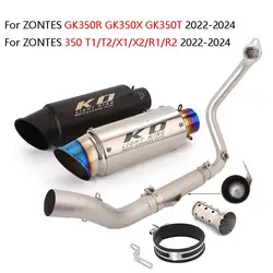 For ZONTES GK350R GK350X GK350T 350 T1/T2/X1/X2/R1/R2 2022-2025 Motorcycle Full Exhaust System Front Link Pipe Muffler Escape