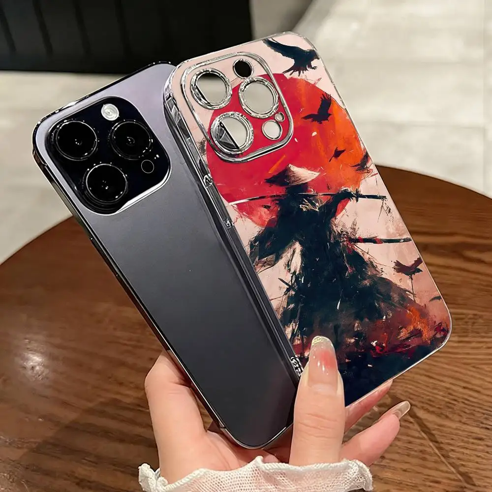 

Japanese B-Bushido Samurai Phone Case For iPhone 17 16 15 14 13 12 11 Mini Pro Max Plus Transparent Cover