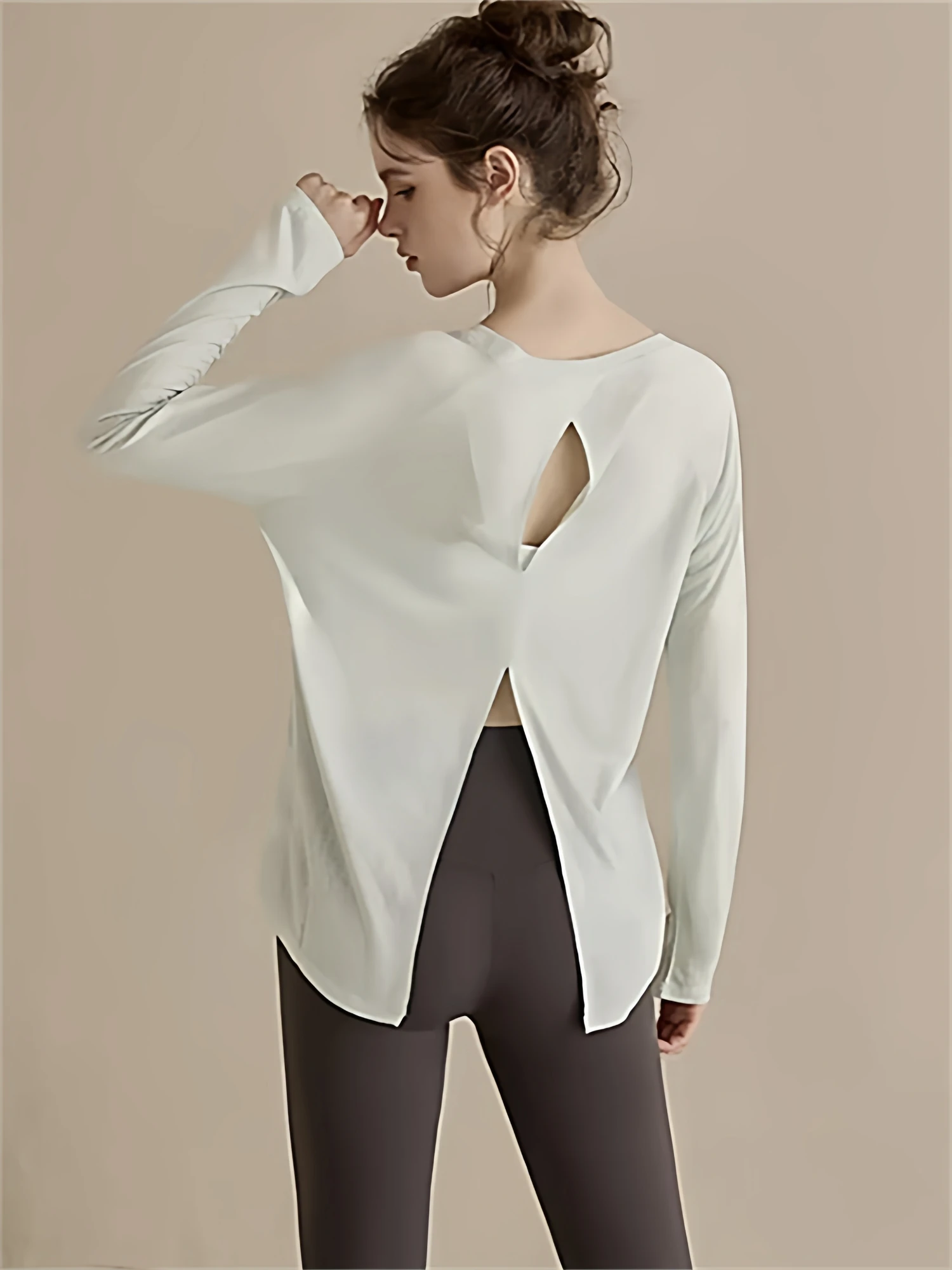 

Свободная длинная футболка для йоги Sve, женская осенне-зимняя новинка, спортивный топ для бега, разделенный топ для гимнастики