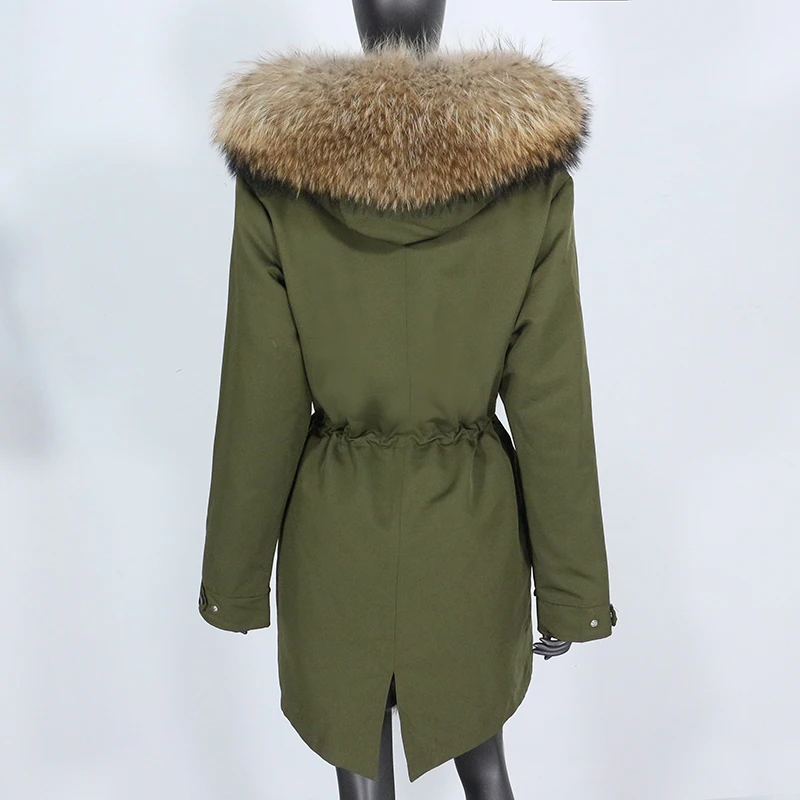 FURYOURSELF-Casaco de pele natural impermeável para mulheres, jaqueta de inverno, guaxinim Fur Liner Parka, capa de gola quente, novo, 2023