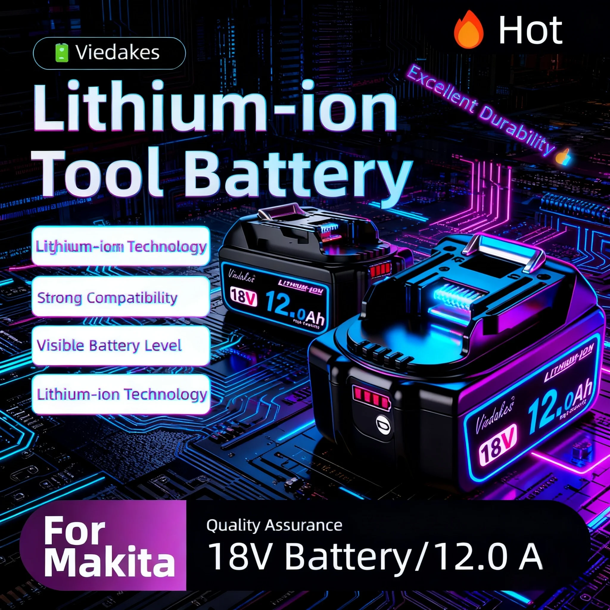

Original for Makita 12 Ah Makita 18V Battery BL1860B BL1840 BL1850B BL1850 BL1860 BL1815 Replacement Lithium Battery✈
