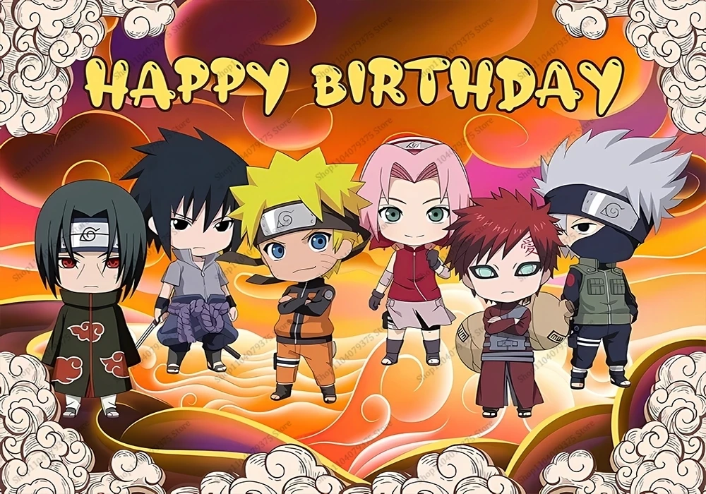 خلفية تصوير لعيد ميلاد الأطفال ناروتو ، ديكور حفلة عيد ميلاد للفتيات ، ديكور حفلة طفل #6