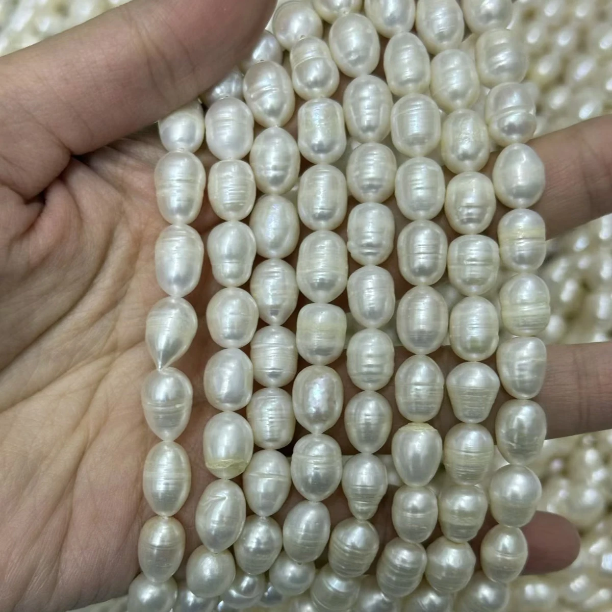 

AA 7.5-8.5mm Rice-Shaped Natural Freshwater Pearl Semi-Finished Beads for Jewelry Making DIY Necklace Bracelet Accessories 36cm