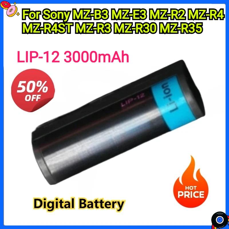 

Walkman Battery 3000mAh LIP-12 LIP-12H for Sony MZ-B3 MZ-E3 MZ-R2 MZ-R4 MZ-R4ST MZ-R3 MZ-R30 MZ-R35 Replacement Digital Battery