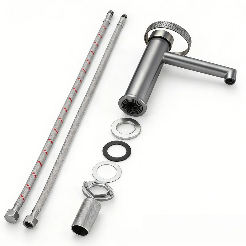Faucet Face Washing Ring Handle Basin Hot and Cold Faucet Stainless Steel Filter Bubble Water Spout Model