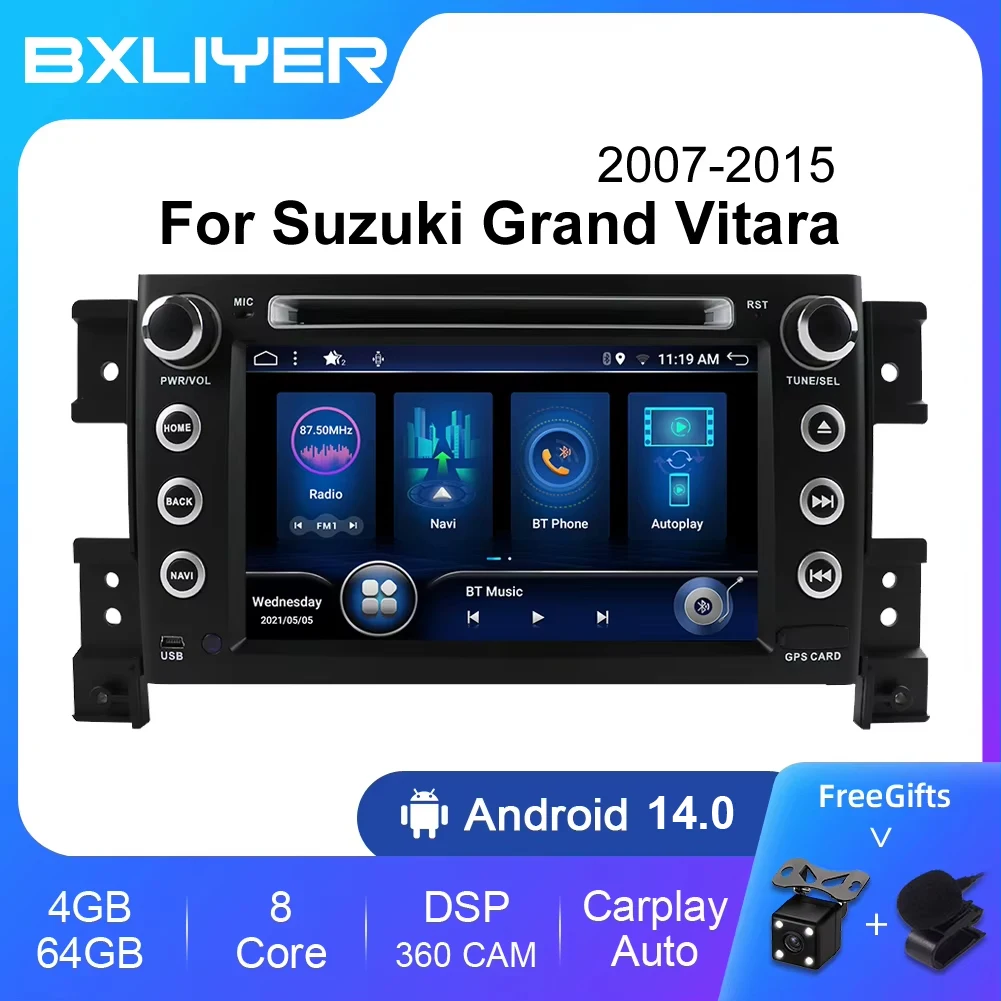 BXLIYER 8 + 256GB DSP Carplay Android 14 Auto Radio 2 Din Auto Multimedia Video Player Für Suzuki