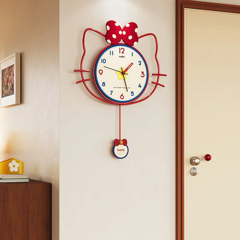 Cute Fashion Clock Wall Minimalist Cat Cartoon Creative Silent Aesthetic Wall Clocks Living Room Korean Horloge Home Decoration
