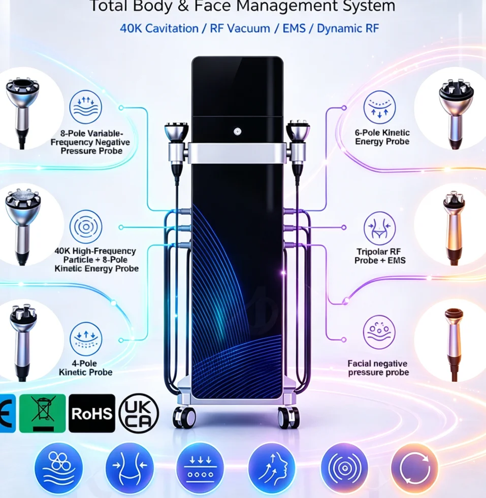 K9 V‑type Slimming Machine 6IN1 40K Cavitation RF Vacuum EMS Body Sculptor Fat Reduction Facial Lifting Salon Beauty Equipment