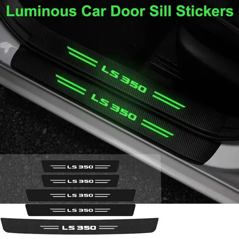 Luminous for Lexus IS350 Badge Car Door Sill Scuff Plate Decals Carbon Fiber Threshold Protector Stickers Strip Tape Accessories