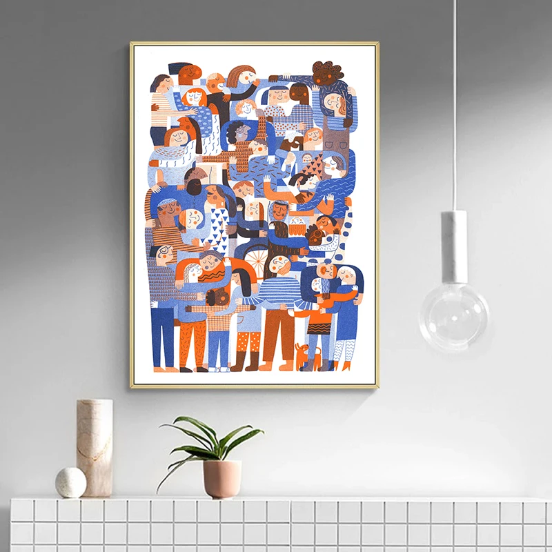 Group Hug Modern Creativity Artwork Poster Canvas Painting Print Wall Art Picture for Living Room Home Decoration