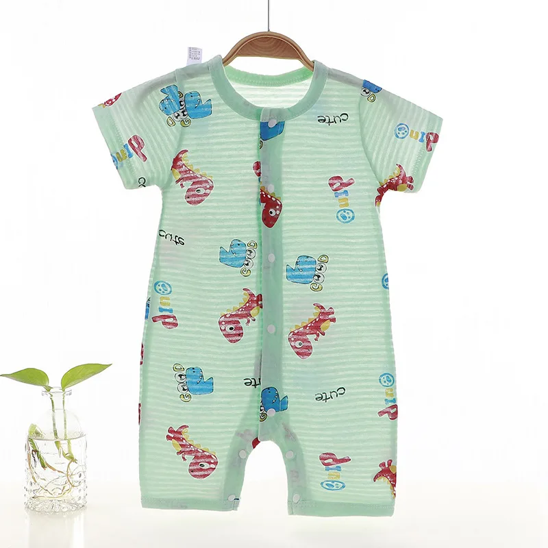 Summer Baby Onesie Pure Cotton New Style Romper Newborn Baby Short Sleeve Thin Open Crotch Crawling Clothes Children\'s Clothing