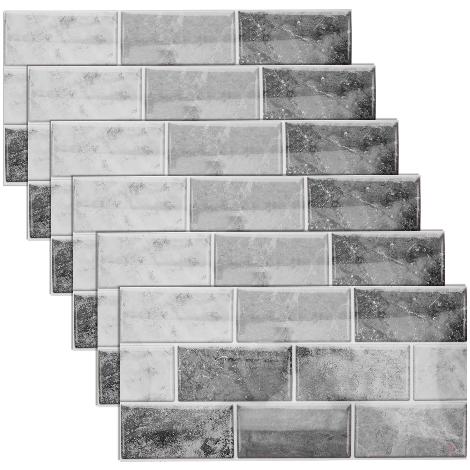 6 fogli autoadesivi stacca e incolla adesivi per piastrelle PVC impermeabile cucina bagno parete backsplash stick su piastrelle