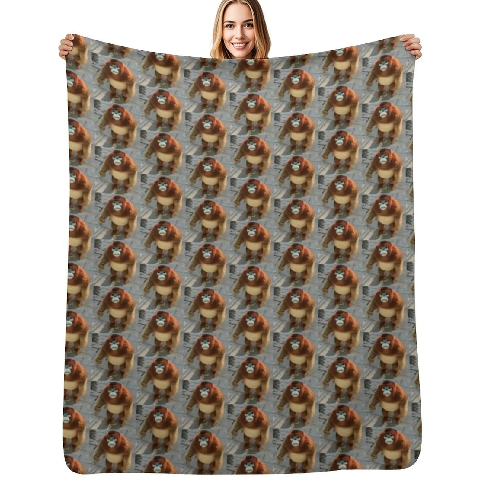 snub nosed monkey (orange) - monke t meme (sad) Throw Blanket Travel Size Cozy Blanket for Plane Train