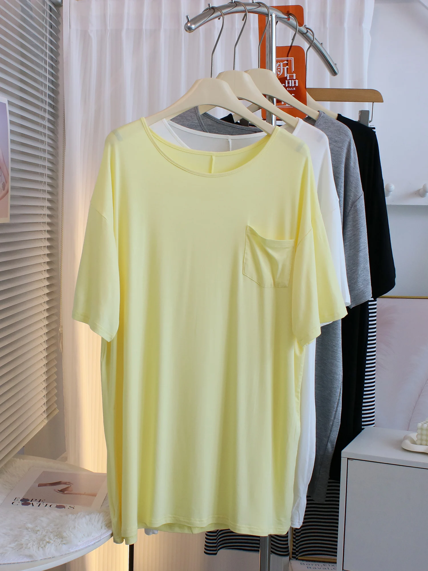 Summer Lazy Style Loose Modal Cotton Short Sleeve T-Shirt Dress Women Butt Covering Large Size Half Sleeve Home Clothes Pyjam...
