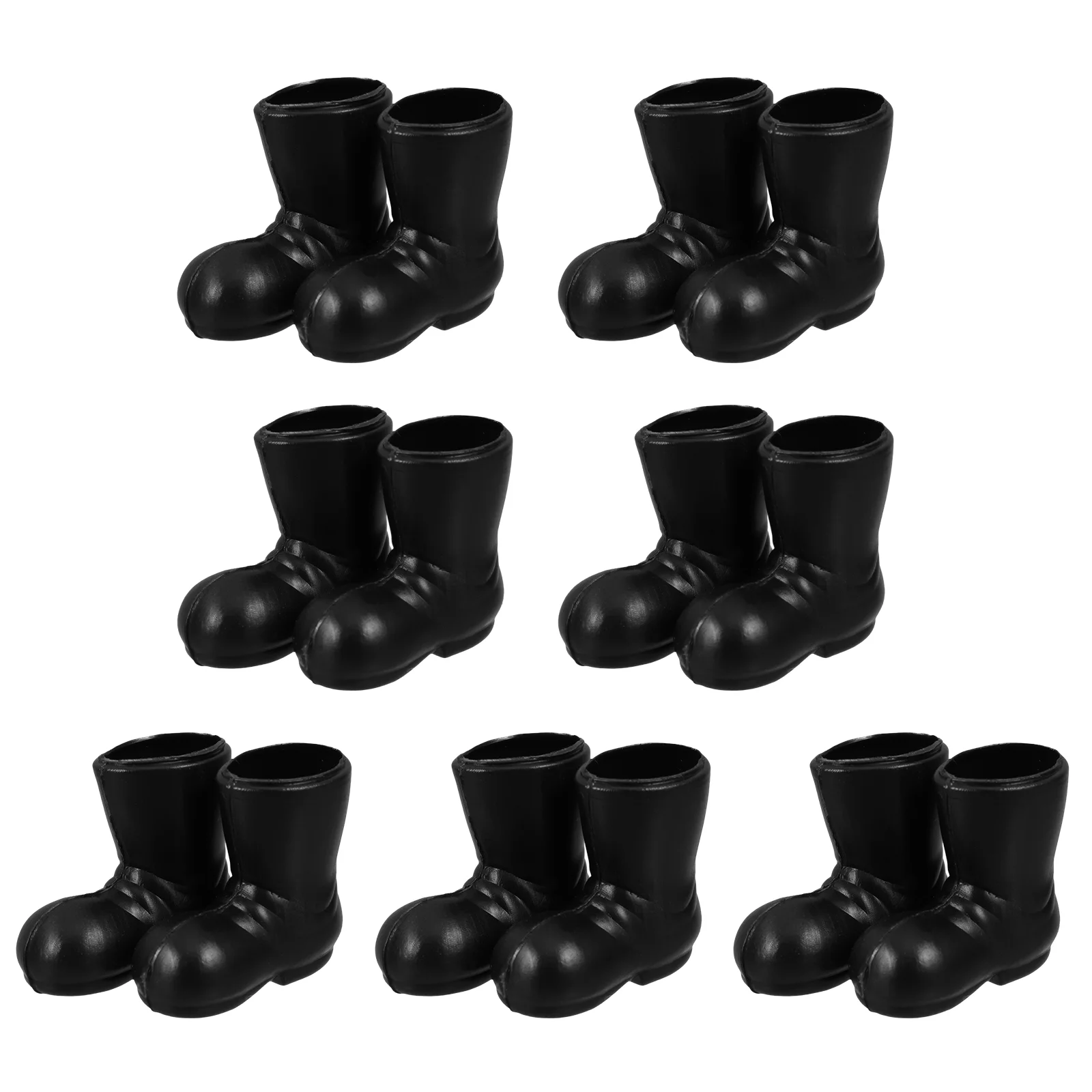 7 Pairs Christmas Boots Mini Santa Shoes Model Dollhouse Accessories Black Ornaments Decor Statue