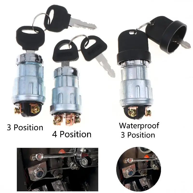 3/4 Position Motorcycle Ignition Switch Waterproof Starter Lock Set with Key Universal Fit for Scooter Motorcycle