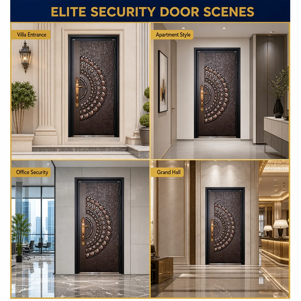 Front DoorHigh Cost-Effective Luxury Embossed Stainless Steel Anti-Burglar Security Front Entry Door For Villa