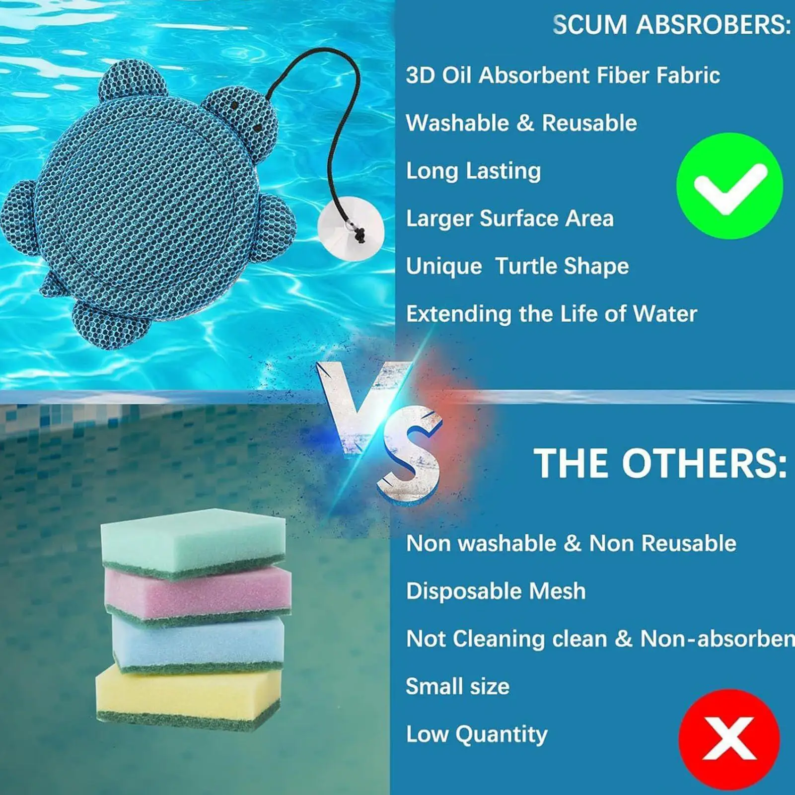 Hot Tub Scum Absorber Pool Oil Sponge Floating Scum Ball Spa Oil Absorbing Sponge Reusable Bathtub Skimmer for Water Maintenance view 6
