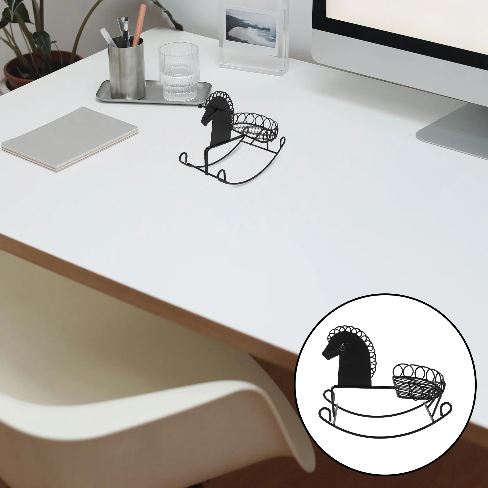 

2Pcs Miniature Rocking Horse Metal Decor Dollhouse Accessories Sturdy Photography Prop Mini House Ornament