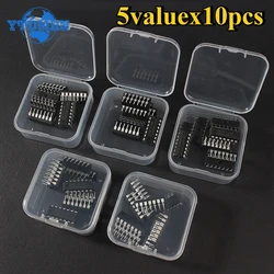 50pcs/box Logic IC Kit 74HC00 74HC02 74HC04 74HC08 74HC32 74LS00 74LS02 74LS04 74LS08 74LS32 DIP-14 74HC / 74LS Series Ic Kits