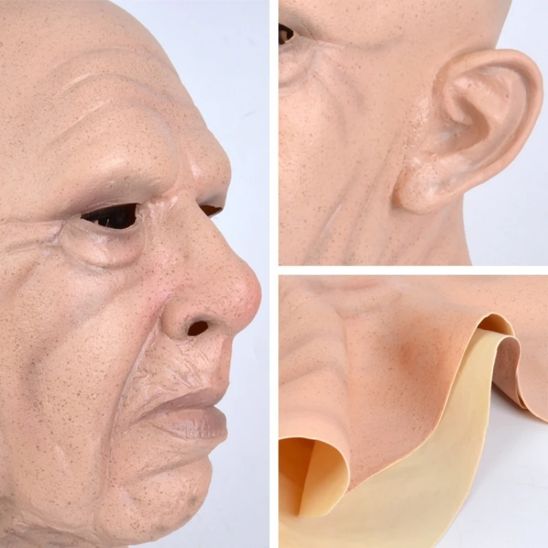 Woman Man Mask full Head Face Realistic Silicone Grandpa Grandma Mask Simulation Supplies Halloween Party Cosplay Props