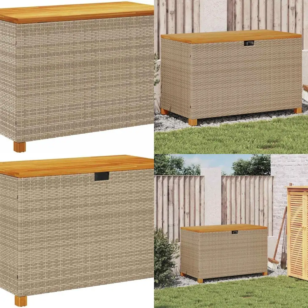 

Beige and Brown Outdoor Deck Storage Box with Gas Spring, Weather-Resistant Patio Storage for Cushions, 21.7 x 43.3 x 24.8