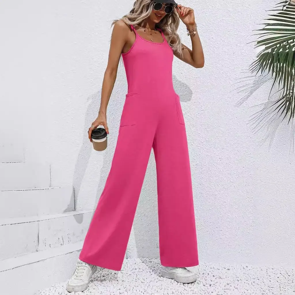 

Women's Versatile Suspenders Straight Wide-Leg Jumpsuit Trousers European And American Style Foreign Trade Fashion by Amazon