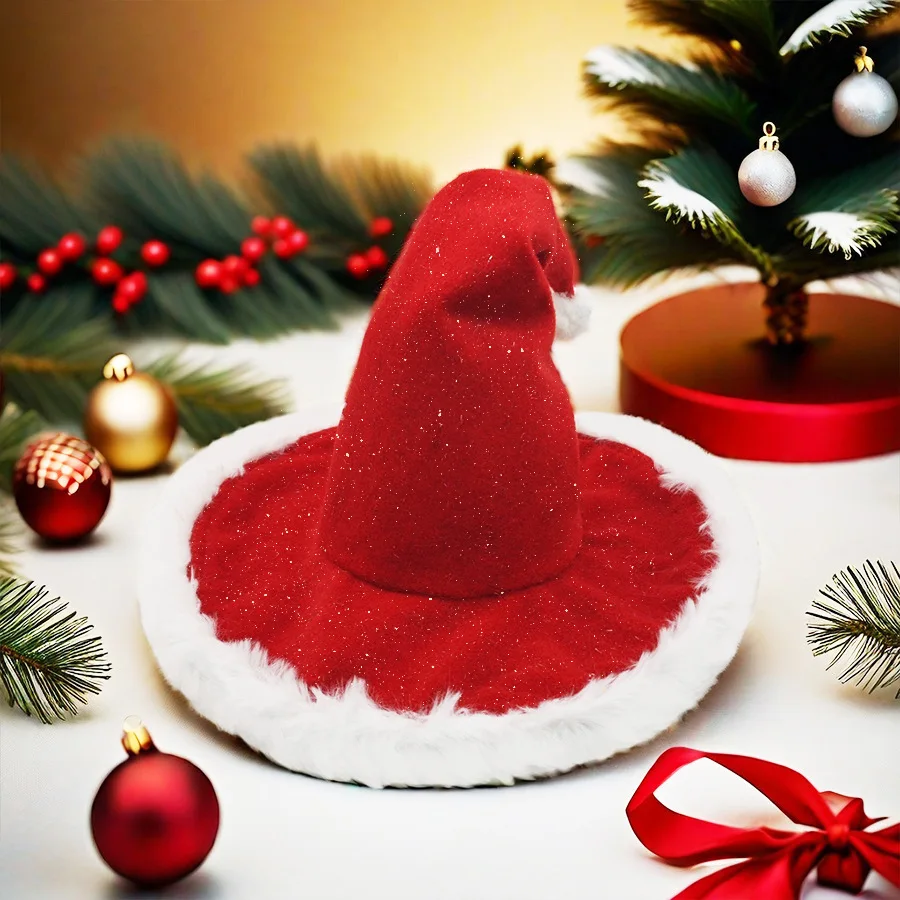 Hot Selling Santa Hat with Extra Thick Plush, Unisex Christmas Hat for Adults, Comfort Xmas Party Holiday Festive Wear